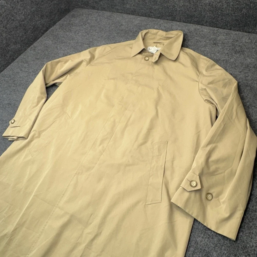 Vintage LL Bean Trench Coat Mens XL Tan Rain Overcoat Mac Jacket Oxford 0X723